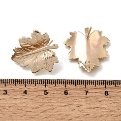 真鍮製スタッドピアスパーツ  葉  カン付き  18KGP本金メッキ  25x24mm  穴：2mm  ピン：0.8mm&nbsp;KK-H293-03G