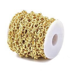 合金と鉄のリンクチェーン  スプールで  長持ちメッキ  溶接されていない  ゴールドカラー  12~12.5x5~8x2~5mm  約10.93ヤード（10m）/ロール&nbsp;LCHA-D001-03G