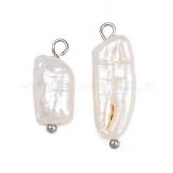 PH PandaHall 10 Ciondoli Con Perle D'Acqua Dolce Naturali - Avvolte In Filo Rame Placcato Oro 18K - Forme Miste Barocche Per Bigiotteria Fai Da Te