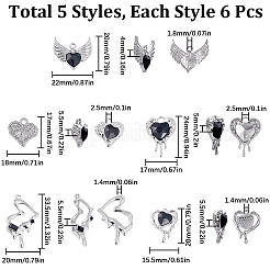 30 шт. 5 стиля подвески из сплава со стеклянной пластиной&nbsp;FIND-SC0006-66