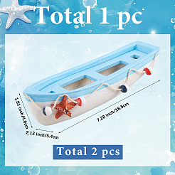 Миниатюрная модель парусника из дерева в средиземноморском стиле с украшениями&nbsp;DJEW-WH20816-008B