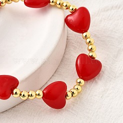 День святого Валентина абс искусственный жемчуг бусины эластичные браслеты для женщин BJEW-D317-08A-G