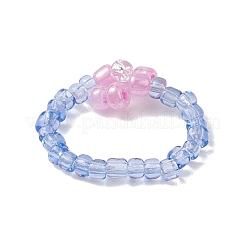 5 шт. 5 цвета цветочные стеклянные бусины эластичные кольца для женщин&nbsp;RJEW-JR00744