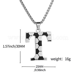 Colliers pendentifs en acier inoxydable 201 avec initiale de footballeur pour hommes et femmes&nbsp;WG63E1E-08