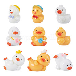 9 stücke 9 arten cartoon nette harz 3d ente figuren&nbsp;DJEW-TA0001-39