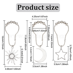 18 шт. 3 стильных железных кольца для занавески для душа в стиле вселенной для ванной комнаты HJEW-OC0001-24