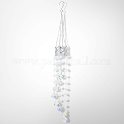 Цветочные круглые стеклянные бусины с кисточками HJEW-WH20020-007D