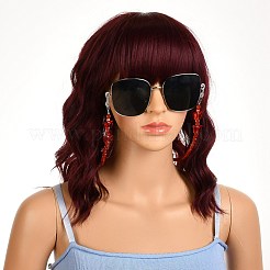 女性のための蝶のデザインの眼鏡チェーン  メガネストリングホルダー  アクリルビーズで  304ステンレススチール製ロブスタークロウ留め金  レッド  21.25インチ（54cm）&nbsp;AJEW-EH00255-02