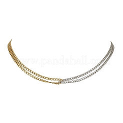 Collane a catena intrecciata a un filo in acciaio inossidabile 304 bicolore con chiusura a moschettone&nbsp;NJEW-JN06681