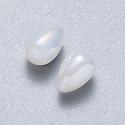 透明スプレー塗装ガラスチャーム  ABカラーメッキ  ティアドロップ  雪  9x6x6mm  穴：1mm&nbsp;X-GLAA-R211-03-D06