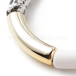 Bracciale elasticizzato con perline in tubo curvo acrilico per donna&nbsp;BJEW-JB08437-01