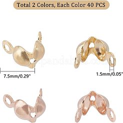 304ステンレススチールボールチープ  カロット終了  クラムシェルノットカバー  ゴールデン·ローズゴールド  7.5x4x3.5mm  穴：1.5mm  内径：3.5mm  80個/箱&nbsp;STAS-UN0011-14