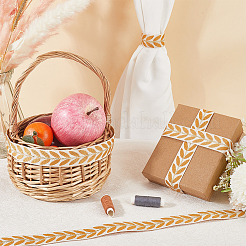 3 моток полиэстеровых жаккардовых лент с рисунком в виде листьев&nbsp;SRIB-CY0001-20B