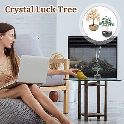 2 шт. 2 стиля натурального зеленого авантюрина и желтого кварца с украшениями в виде дерева жизни AJEW-OC0014-06A