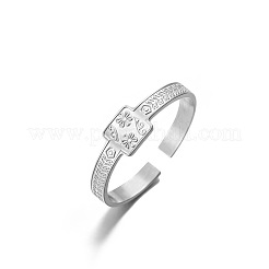 304ステンレススチールカフオープンリング  花の正方形  ステンレス鋼色  15~20mm&nbsp;WGF88AC-01