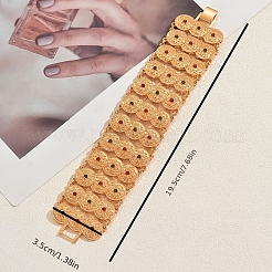 Bracciali vintage da donna in ottone e lega con maglie a moneta e pavé di zirconi cubici.&nbsp;RT6126