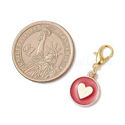 Плоская круглая подвеска с эмалированным сплавом в форме сердца&nbsp;HJEW-JM04301