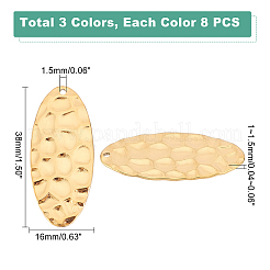 24個3色304ステンレスペンダント  テクスチャ  オーバル  ミックスカラー  38x16x1~1.5mm  穴：1.5mm  8個/カラー&nbsp;FIND-DC0001-08