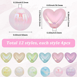 48шт 12 стиля УФ-покрытие непрозрачные акриловые бусины&nbsp;OACR-SC0002-20