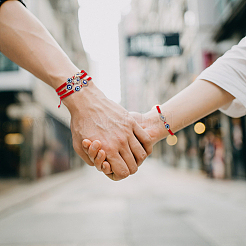 2 комплект браслетов из плетеных бусин от сглаза из смолы BJEW-PH0004-19