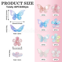 40 шт. 8 вида непрозрачных и прозрачных бусин из ацетата целлюлозы&nbsp;RESI-TA0003-51