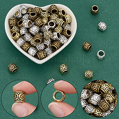 亜鉛合金ヨーロピアンビーズ90個  大穴ビーズ  螺旋模様の樽  ミックスカラー  9x8.5mm  穴：5.5mm  30個/カラー&nbsp;FIND-SP0005-97A