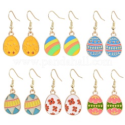 Серьги-подвески в форме яйца из эмалевого сплава EJEW-JE06584