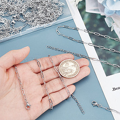 12 шт. 667 нержавеющая сталь цепочка-скрепка ожерелье для женщин и мужчин&nbsp;NJEW-NB0001-23