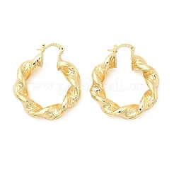 Серьги-кольца из латуни с витым кольцом&nbsp;EJEW-B117-01G