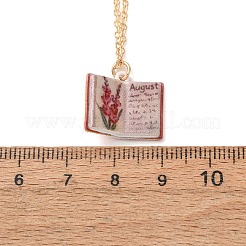 Colliers pendentifs en laiton émaillé en forme de livre pour femmes&nbsp;KK-CBAF5B9-01G-08
