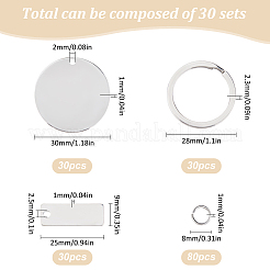 Набор для самостоятельного изготовления брелока-заготовки из нержавеющей стали в виде прямоугольника/плоского круга DIY-SC0026-56