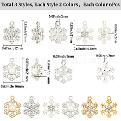 36шт 3 стиля подвески из сплава со стразами&nbsp;FIND-SC0020-02
