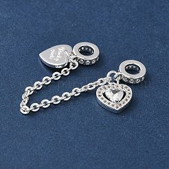 Латунный микропаве прозрачный кубический цирконий кабельная цепочка европейские бусины KK-G531-07D-S