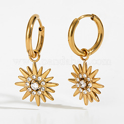 Orecchini pendenti a cerchio da donna in acciaio inossidabile chirurgico 316 con pavé di zirconi cubici trasparenti.&nbsp;WG38549-01