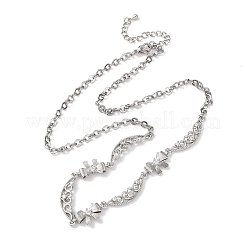 Латунные цепочки-банты и полые лунные звенья с прозрачными кубическими цирконами&nbsp;NJEW-D348-02P