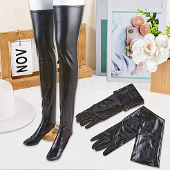 Sets aus langen Handschuhen und Strümpfen aus Kunstleder&nbsp;AJEW-CL0002-99B