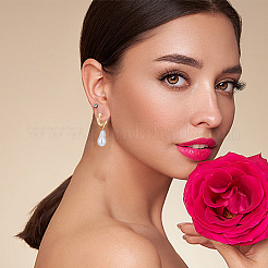 1 пара сережек-колец из АБС-пластика с жемчугом EJEW-FI0002-20