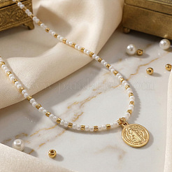 Collana corta con ciondolo in acciaio inossidabile 304 con medaglia di San Benedetto&nbsp;LS-AB8901