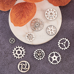 100 pièces 10 styles thème steampunk style tibétain pendentifs de pignon d'engrenage en alliage&nbsp;TIBEP-CJ0001-55