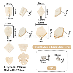 32 pieza de 8 estilos de pendientes de madera de fresno con forma de trapezoide&nbsp;STAS-UN0047-21