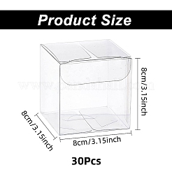 透明なプラスチック製のペットボックスのギフト包装  防水折りたたみカートン  キューブ  透明  8x8x8cm&nbsp;CON-WH0052-8x8cm