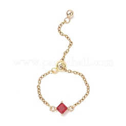 3 регулируемое кольцо на палец из латуни с ромбовидными звеньями&nbsp;RJEW-JR00975