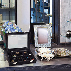 Rechteckige Schmuck-Ausstellungenboxen aus Samt mit 24 Fach&nbsp;VBOX-WH0016-02A