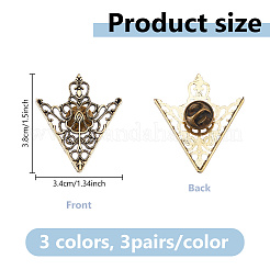 6 пара 3-х цветных треугольных значков из сплава&nbsp;JEWB-DC0001-29