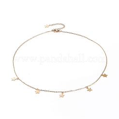 304ステンレススチールジュエリーセット  アズキチェーンペンダントネックレス＆スタッドピアス＆ブレスレット  カニカン付き  スター  ミックスカラー  17.71インチ（45cm）  7.36インチ（18.7cm）  16.5mm  ピン：0.7mm&nbsp;SJEW-Z001-17