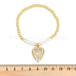 Браслеты с подвесками из латуни с микропаве из кубического циркония для женщин&nbsp;LS-BJEW-M050-02G-03