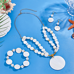 Ожерелья и браслеты из натурального жемчуга и наборы сережек-подвесок SJEW-PH01394