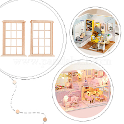 長方形の木製ミニウィンドウ  ミニチュア家具  ドールハウスの壁の装飾のための写真の小道具の付属品  リネン  116x83x18mm&nbsp;AJEW-WH0254-75