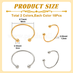 20 шт. 2-х цветные манжетные кольца из нержавеющей стали 304&nbsp;RJEW-SC0001-35