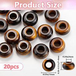 20 шт. натуральный тигровый глаз европейские бусины&nbsp;G-SP0001-01B-02